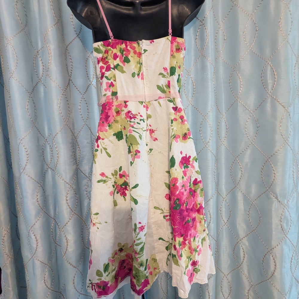 Floral Pink and Green Women's Dress - Picture 3 of 5